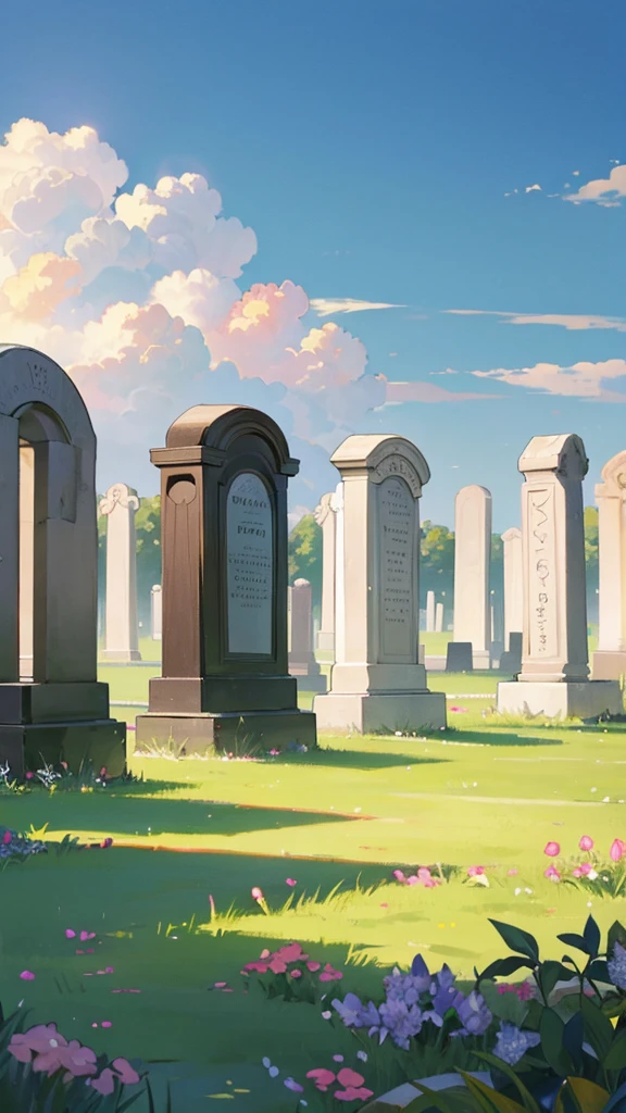 Cemetery、Western-style grave、Summer landscape、Realistic landscape