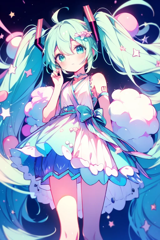 miku hatsune, sweets dream, A colorful world, cute, pastel, like, sing🎤, enjoy, highest quality, masterpiece