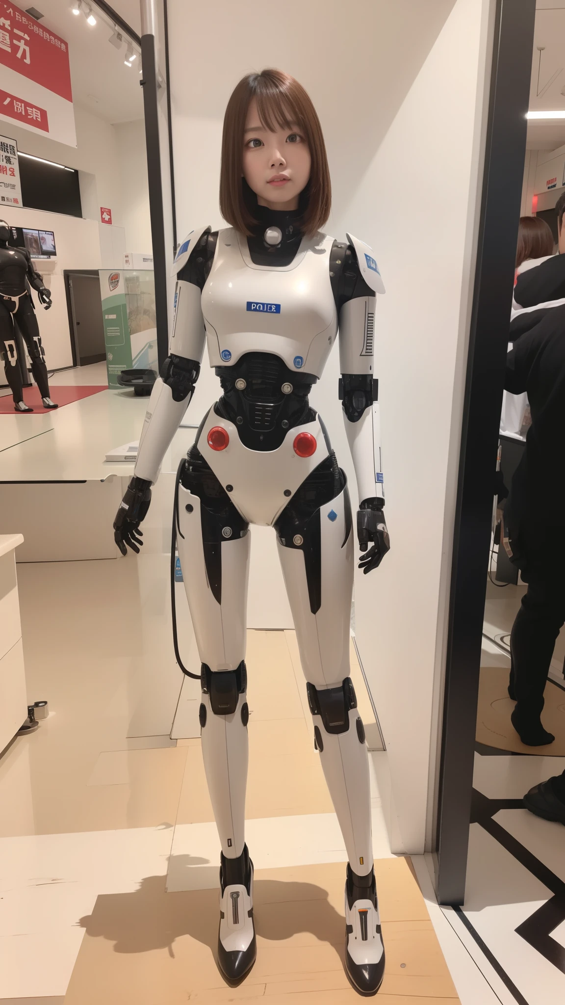 armored robot, Police, robot, perfect-female-robot, perfect-mechanical-body