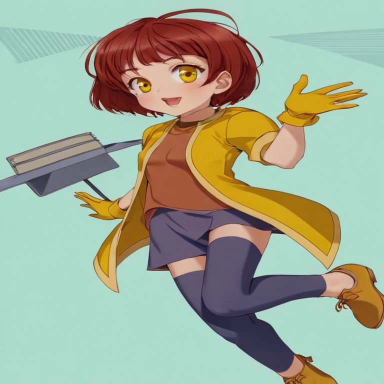 woman, Yellow Eyes, Brown hair ornament, Redhead, Ahoge, ,short hair.Bobcut(Full nudity