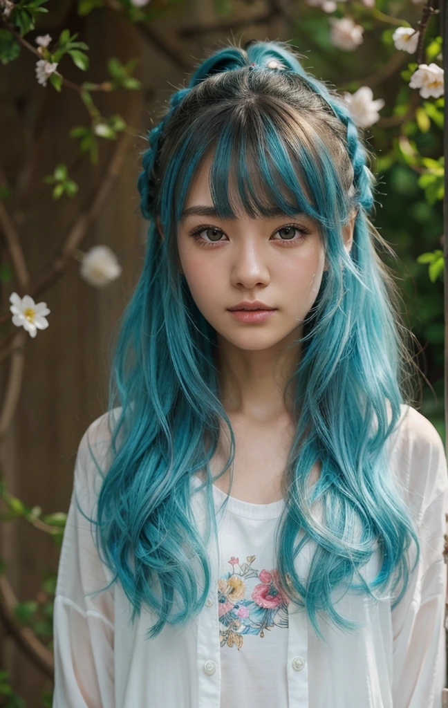 (masterpiece), (best quality), (ultra detailed),(disheveled hair),(illustration), (1girl), (Fashionable clothing), standing, Fashion model, looking at viewer, (interview), (simple background),beautiful detailed eyes, delicate beautiful face, Floating,(high saturation),(colorful splashes),colorful bubble,(shining), focus on face, ponytail, kamisato ayaka, light blue hair, bangs, hair ring, floating flowers, floating hairs, (shining), best lighting, best shadow,