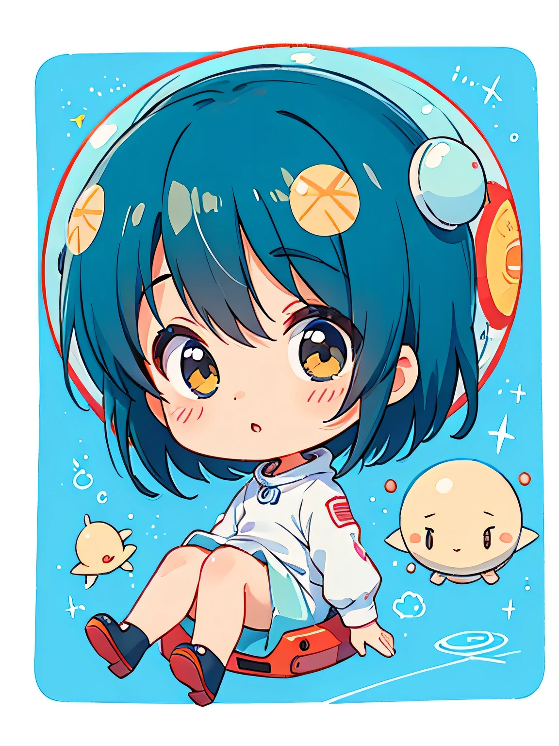 Hayao Mayazaki style, Kawaii Design, The most beautiful girl of all time、Chibi, Cute Aliens, Space Travel