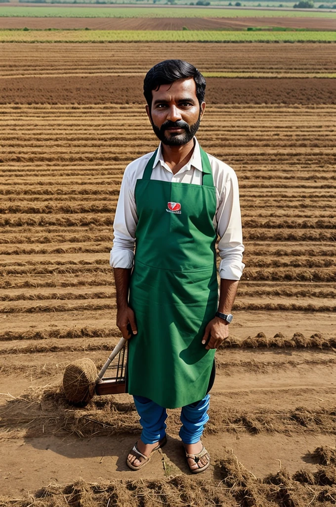 Indian farmer farming in farm in cartoon type
