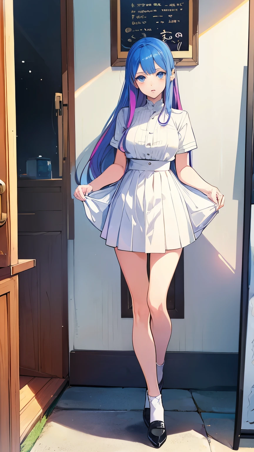 Short sleeve、(manga:1.4),(full body:1.4)、Gal、20-year-old、Stylish clothes、Girl in a dream.I have long, colorful hair.Wear white clothes.It's a rock band.I'm singing a song.Memos flying around.Top quality illustrations.What a beautiful illustration!.Very colorful.