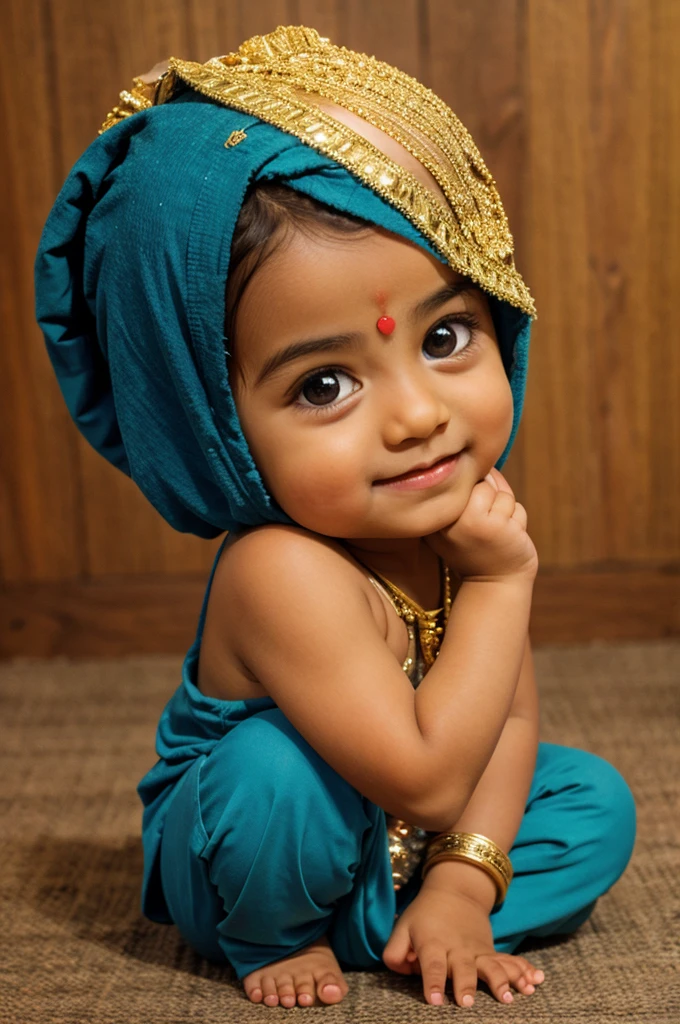 Thinking cute little krishna