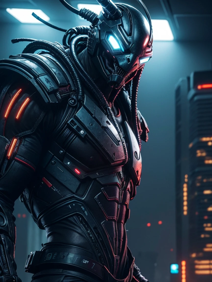 (extremely detailed 8K wallpaper), predator cyberpunk alien, difficult, high detail, dramatic