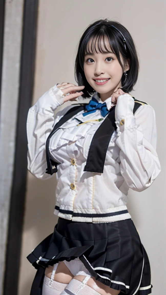 highest quality,masterpiece,8k,((((One girl)))),((:1.3)),orgasm,blust,Twelve Zodiac Signs_Soon,Black Hair,short hair,((serafuku,White shirt,Black Skirt,mini skirt,Lift up your skirt,Under the skirt,White panties,Black kne:1.3))