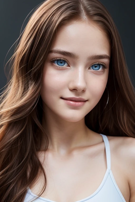 (full body portrait), RAW UHD portrait photo of a 25-year-old Norwegian girl named Mona, long brown hair, blue eyes, slim features, dlsr, ultra quality, sharp focus, tack sharp, film grain,(centered), Fujifilm XT3, detailed skin pores, oiled skin, intricate eye detail, white dress