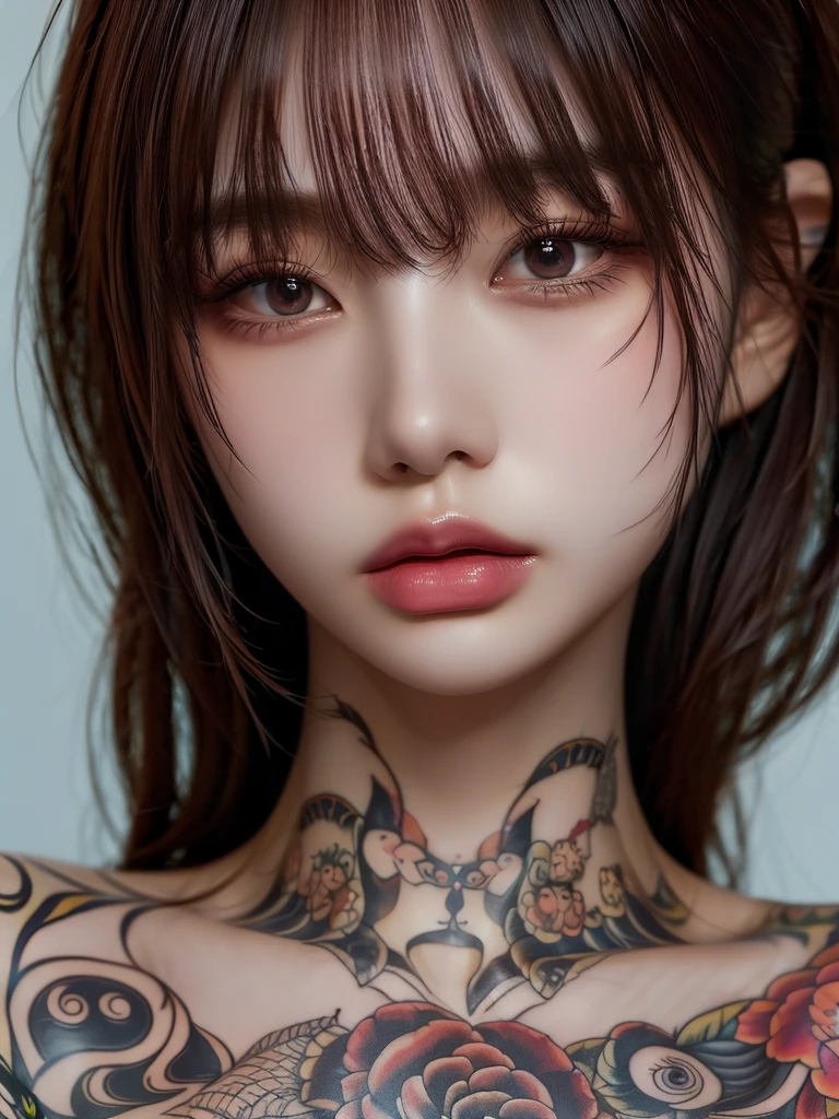 Tattoo Girl, so beautiful, Murderous, Handsome, betrayal, anger, Dark Background, 8k, Dynamic Wallpapers, Very delicate, very dark  