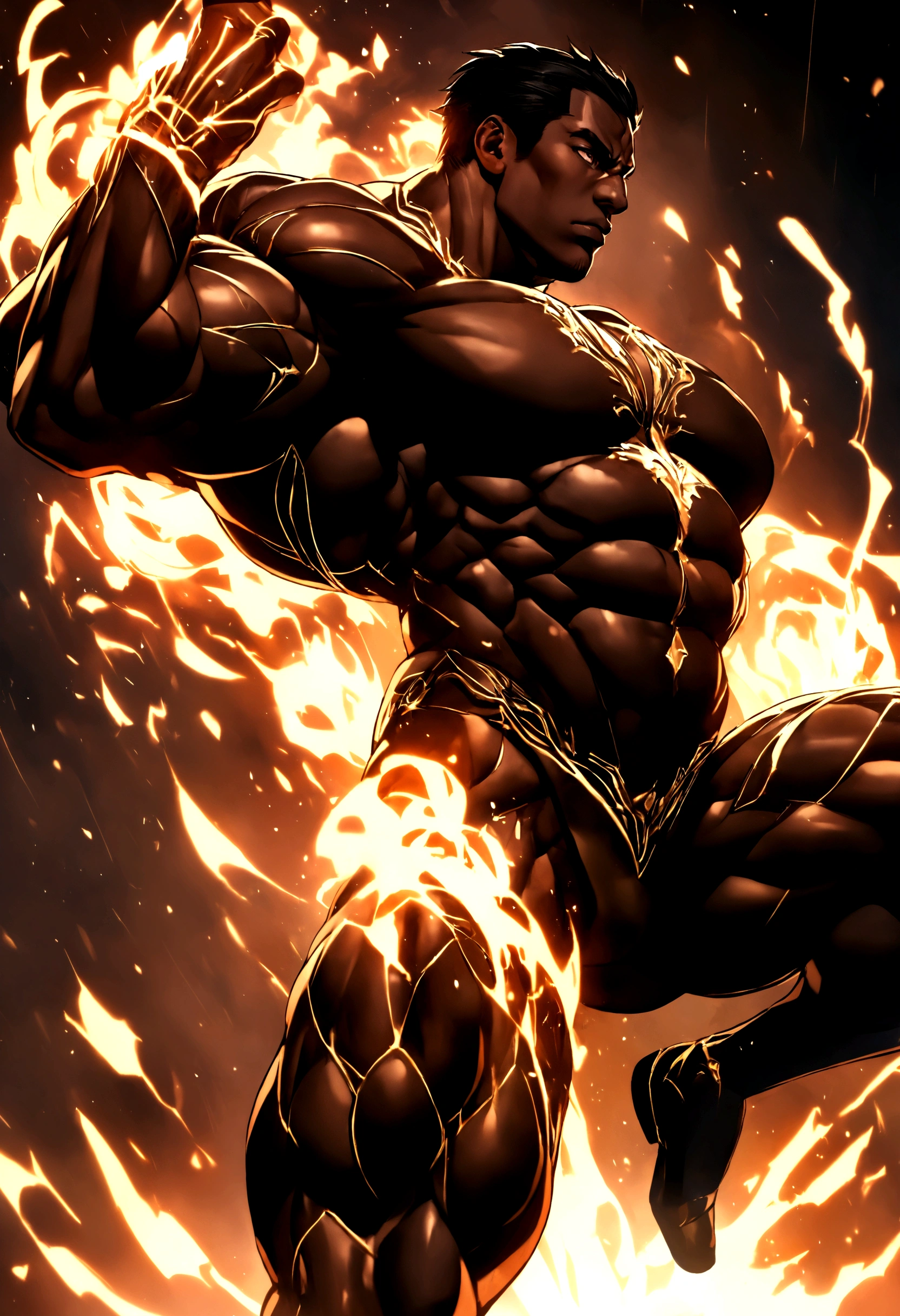 Very muscular black male bodybuilder