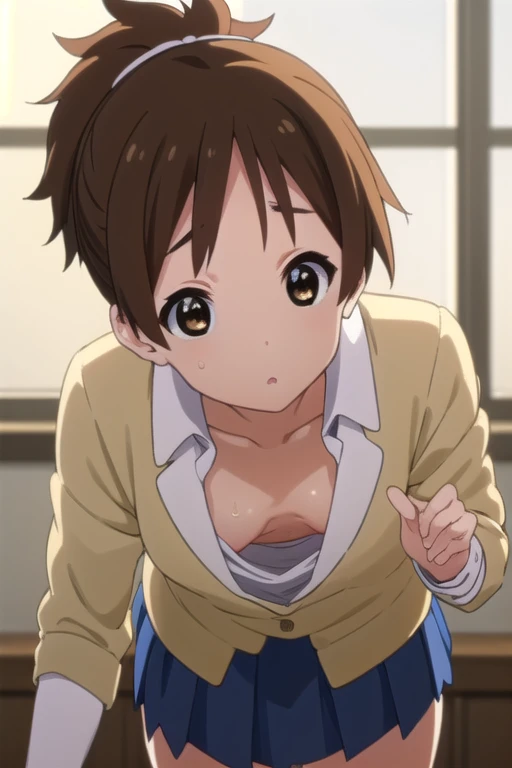 nsfw, nipple, nipple, Cleavage, Sweat, Konui Hirazawa, Yu Hirasawa, short hair, Brown Hair, (Brown eyes:1.5), ponytail,
sakuragaoka high , , uniform, blazer, shirt, white shirt, collared shirt, skirt, pleated skirt,indoors, classroom,looking at viewer, (Cowboy Shot:1.5),(masterpiece:1.2), highest quality, High resolution, unity 8k wallpaper, (figure:0.8), (Beautiful fine details:1.6), Highly detailed face, Perfect lighting, Highly detailed CG, (Perfect hands, Perfect Anatomy),