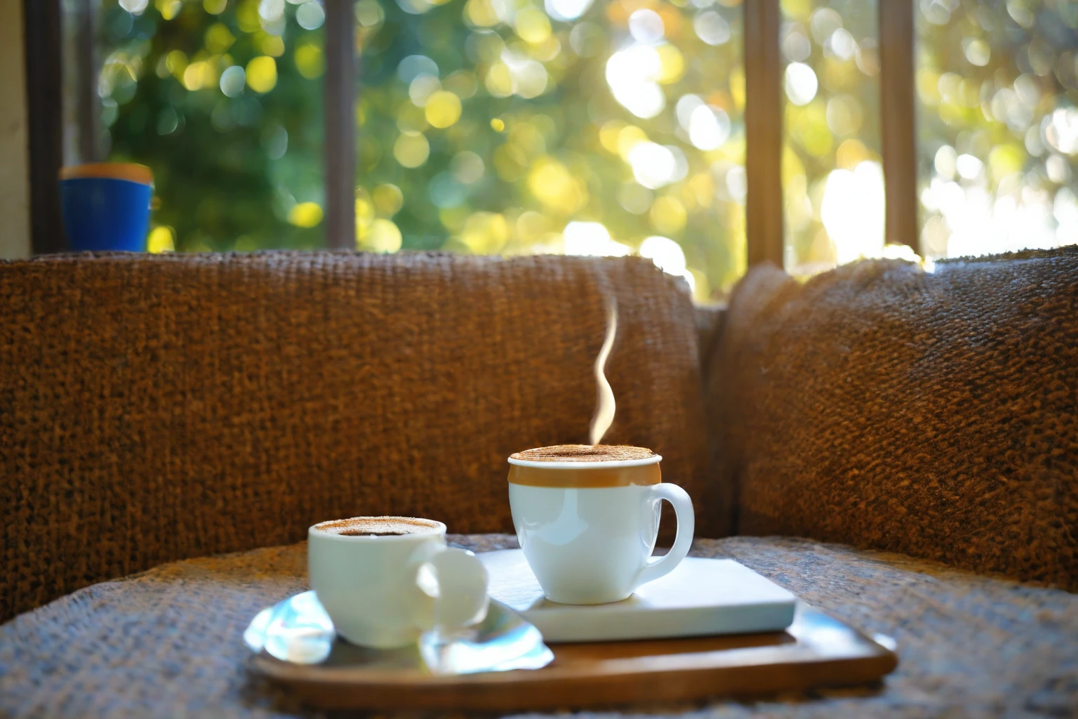 photograph, indoor, soft, Vivid,Coffee on the table, A cup of coffee masterpiece, Highest quality, Very detailed, High resolution, Very detailed, 8K Ultra HD, (truth, truth: 1.5), (Natural light), wonderful,  Finer details, Highest, high quality, raw photographs, (Bokeh: 0.8), Realistic, (Written boundary depth: 0.8), Bokeh background,