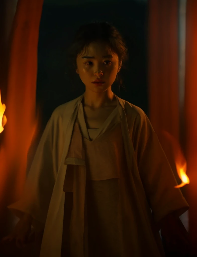highest quality、8k、Live-action adaptation、The background is a flickering flame、