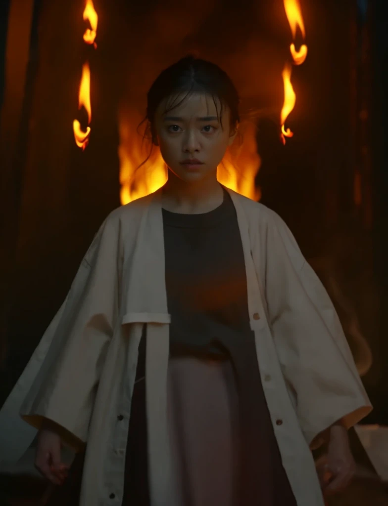highest quality、8k、Live-action adaptation、The background is a flickering flame、