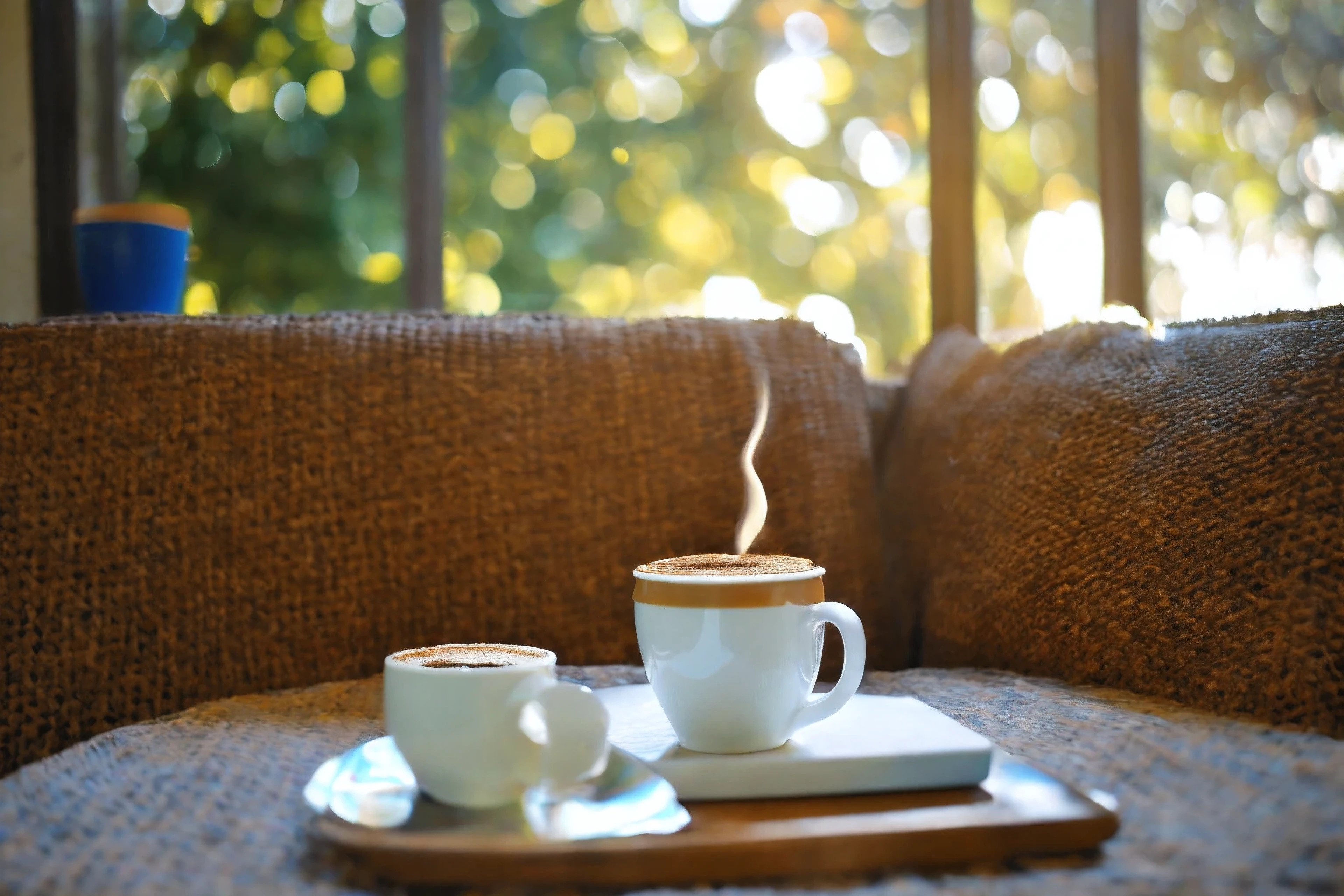 photograph, indoor, soft, Vivid,Coffee on the table, A cup of coffee masterpiece, Highest quality, Very detailed, High resolution, Very detailed, 8K Ultra HD, (truth, truth: 1.5), (Natural light), wonderful, Finer details, Highest, high quality, raw photographs, (Bokeh: 0.8), Realistic, (Written boundary depth: 0.8), Bokeh background,