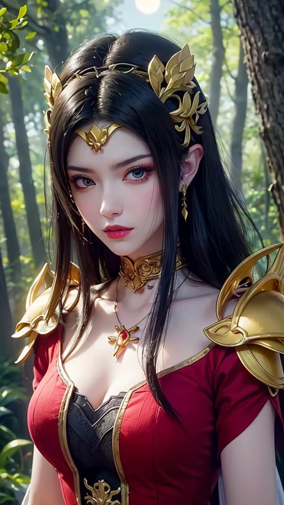 a close up of a woman in a dress posing in a forest, beautiful alluring anime woman, a beautiful fantasy empress, ((a beautiful fantasy empress)), ethereal beauty, beautiful fantasy maiden, fantasy beautiful, japanese goddess, beautiful fantasy art, beautiful goddess, trending on cgstation, 8k high quality detailed art, fantasy woman, beautiful maiden, moon goddess