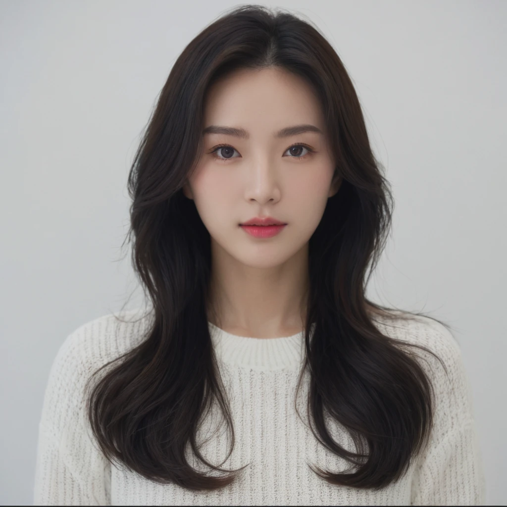 Best Quality, 8k, Masterpiece, (Portrait: 1.3), (photo realistic:1.4), (hyper realistic:1.4), Sharp Focus, looking at viewer, (smoother lighting:1.1), (increase cinematic lighting quality:0.9), realistic lighting, backlighting, light on face, ray trace, (brightening light:1.2), (Increase quality:1.4), sharp detail, (best quality real texture skin:1.4), finely detailed eyes, black_eyes, finely detailed face, 25 year old Korean woman, (white formal_shirt:1.4), (Create an image maintaining the original base model hairstyle:1.5)