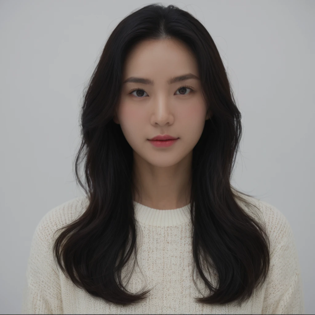 Best Quality, 8k, Masterpiece, (Portrait: 1.3), (photo realistic:1.4), (hyper realistic:1.4), Sharp Focus, looking at viewer, (smoother lighting:1.1), (increase cinematic lighting quality:0.9), realistic lighting, backlighting, light on face, ray trace, (brightening light:1.2), (Increase quality:1.4), sharp detail, (best quality real texture skin:1.4), finely detailed eyes, black_eyes, finely detailed face, 25 year old Korean woman, (white formal_shirt:1.4), (Create an image maintaining the original base model hairstyle:1.5)