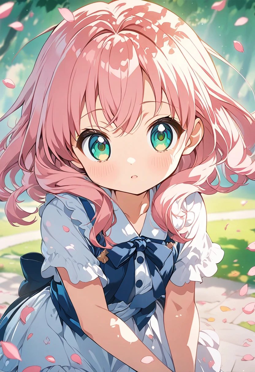 Anime girl with pink hair and green eyes posing for a photo, haruno sakura, Best Anime 4K Konachan Wallpaper, Enchanting anime girl, marin kitagawa fanart, sakura petals around her, Splash Art Anime , Anime Style 4k, Anime Moe Art Style, High quality anime art style, Detailed anime artwork, Anime Wallpaper, Anime Best Girl