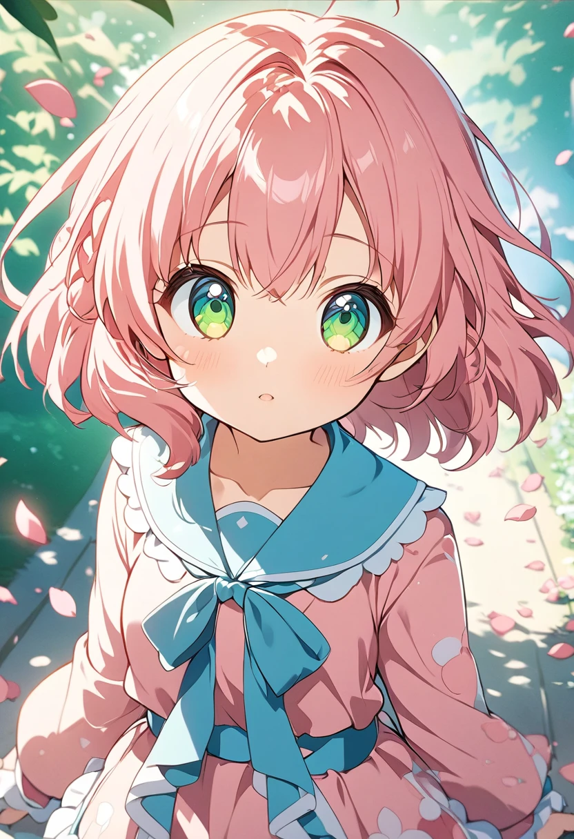 Anime girl with pink hair and green eyes posing for a photo, haruno sakura, Best Anime 4K Konachan Wallpaper, Enchanting anime girl, marin kitagawa fanart, sakura petals around her, Splash Art Anime ****, Anime Style 4k, Anime Moe Art Style, High quality anime art style, Detailed anime artwork, Anime Wallpaper, Anime Best Girl