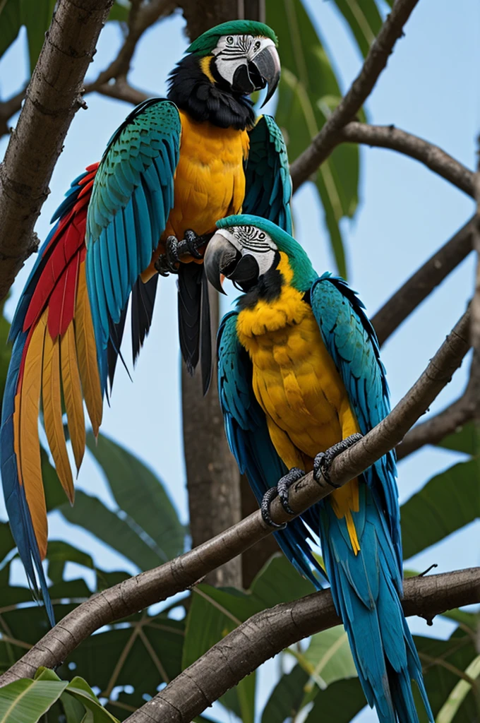 a macaw with a scorpion tail, bat wings and fangs