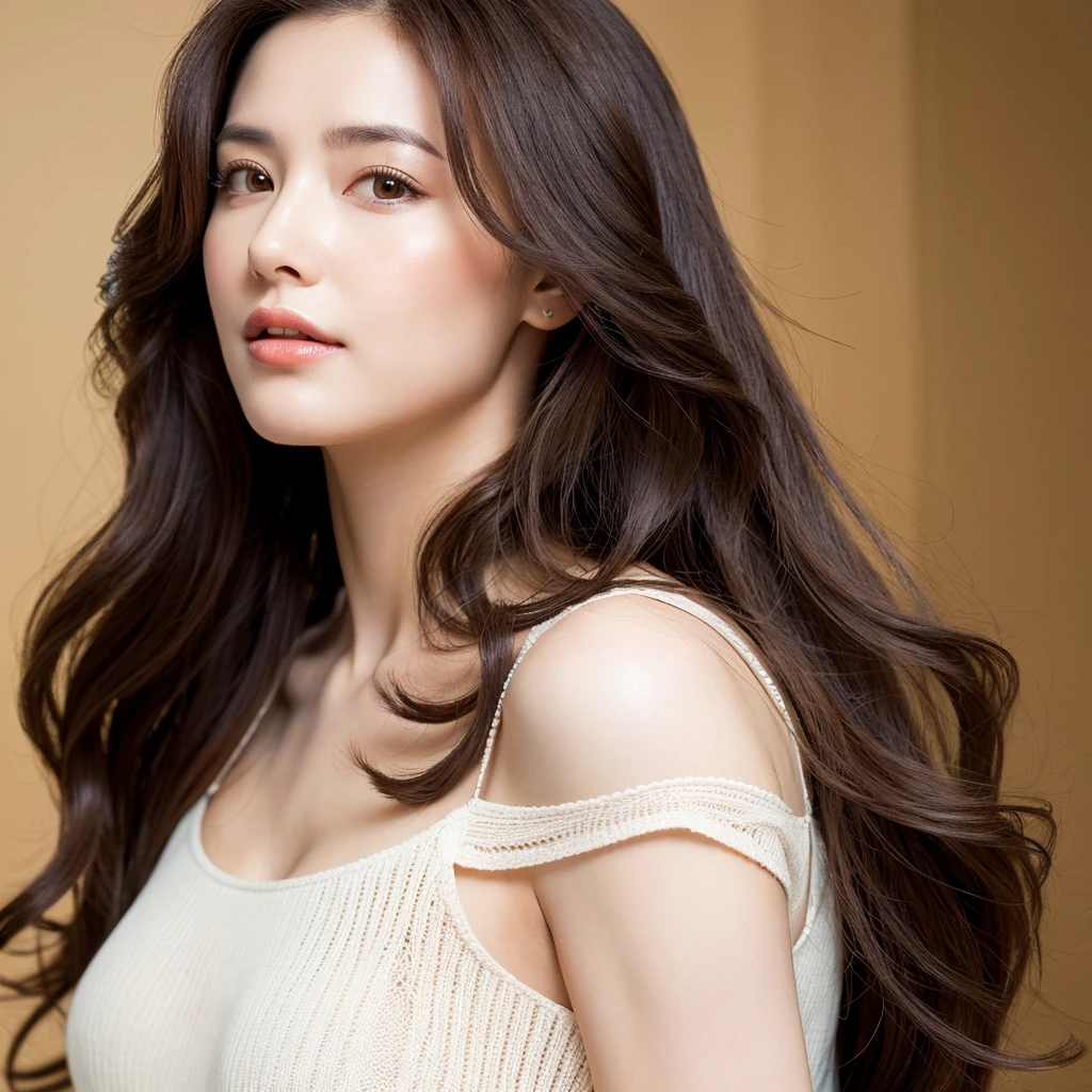 Beautiful woman with wavy long hair, Ultra-high resolution,(Realistic:1.4), ((highest quality)), ((masterpiece)), (be familiar with),