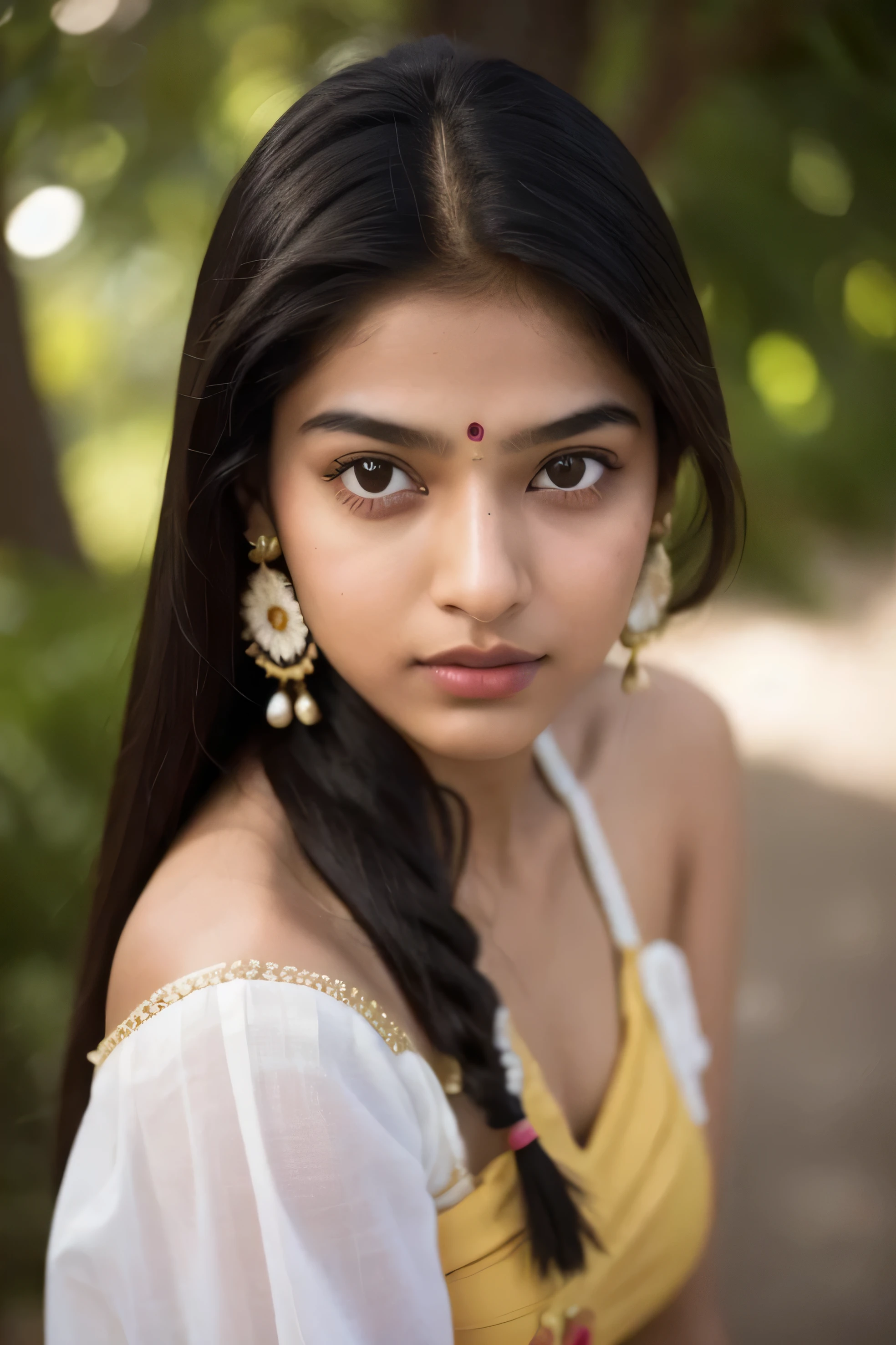 "Create a digital model of an Indian girl aged 20 -25 years old, with a focus on cultural and traditional attire. Ensure the model is fully clothed and respectful of cultural norms. Incorporate diverse facial features and hairstyles commonly found in Indian girls. The model should be designed to be used in a variety of scenarios, such as educational materials, cultural events, or marketing campaigns. The goal is to create a realistic and culturally sensitive representation of an Indian girl that is suitable for all audiences."