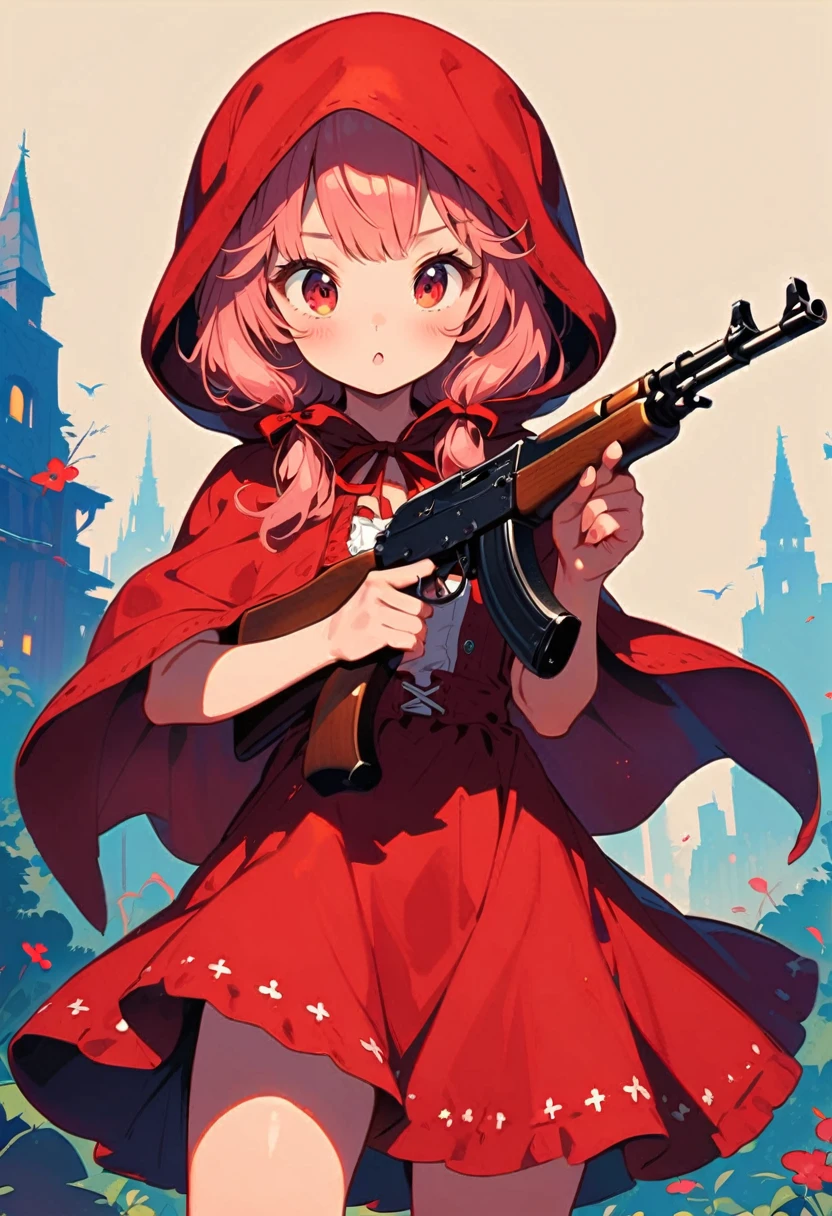 Little Red Riding Hood holding an AK47