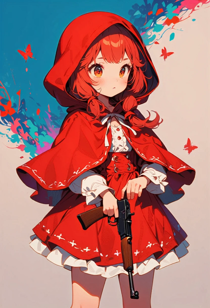 Little Red Riding Hood holding an AK47