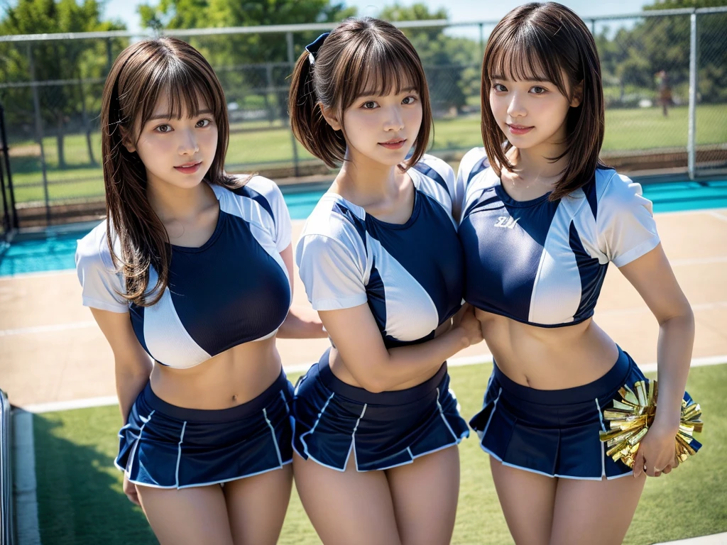 (RAW photo, 4k, masterpiece, high resolution, extremely complex) (realistic: 1.4), cinematic lighting
((2 girls, 2 schoolgirls)),blushing,((innocent)),bright eyes,round eyes,blunt bangs,(short bob hair:1.3),black hair,large breasts,wide hips,Summer Noon, ,Hot, (Best Quality), (Highres), (an Extremely Delicate and Beautiful),(Beautiful 8k face),(Brown eyes),( spectators),(gigantic breasts),(Play with each other,Touching each other's bodies,Touching the body),(cheer girl:1.5),(a miniskirt),(reality),bright lighting,(The background is a luxury hotel room)