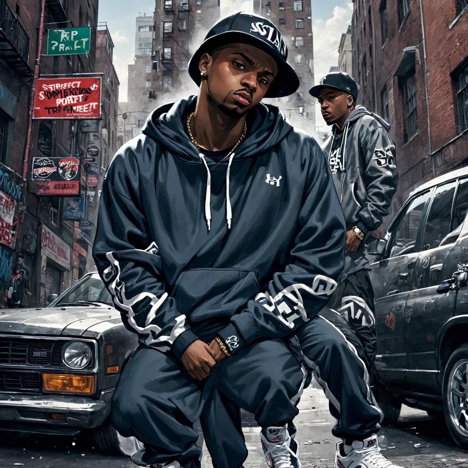 Cover of a rap track on the subject "street, sports, weakness"