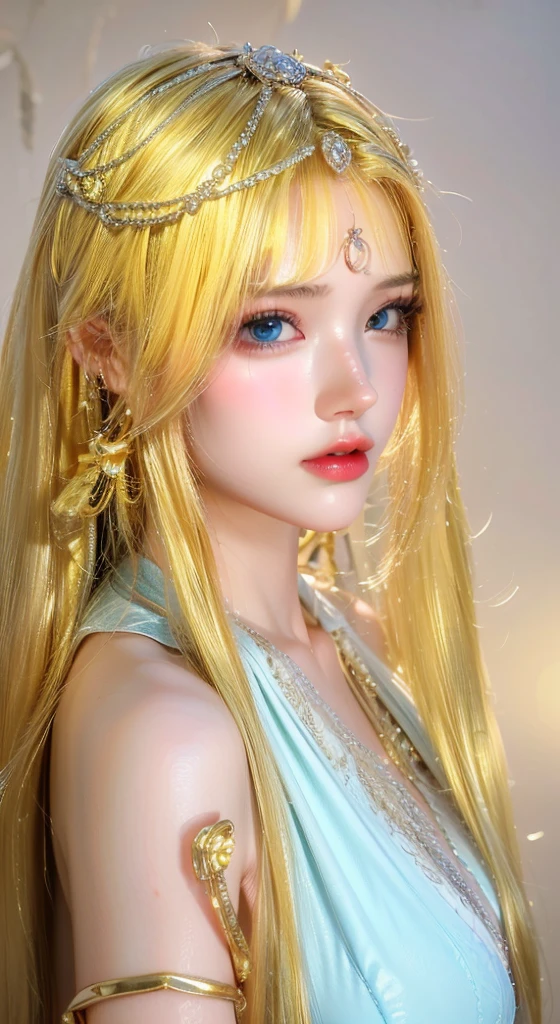 Game Art，Best image quality，Maximum resolution，8k，(A half-length photo)，(portrait)，(Head close-up)，(Rule of Thirds)，Unreal Engine 5 rendering works，20 year old girl，((Queen))，The eyes are very detailed，(Large Breasts)，Elegant and noble，Light，Light line tracing，Game CG，((3D Unreal Engine))，OC rendering reflection mode，4K，Ultra-clear，Sensual，Translucent lace，Fair and plump figure，Pretty Face，Light Gel Coat，The Queen in a luxurious dress，Crystal Gem Crown，Necklace jewelry，blue eyes，The tattoo is very three-dimensional，Gorgeous and intricate tattoo designs，Ultra-clear portrait，Sexy body，Temple Princess，Sapphire eyes，Gorgeous clothes，