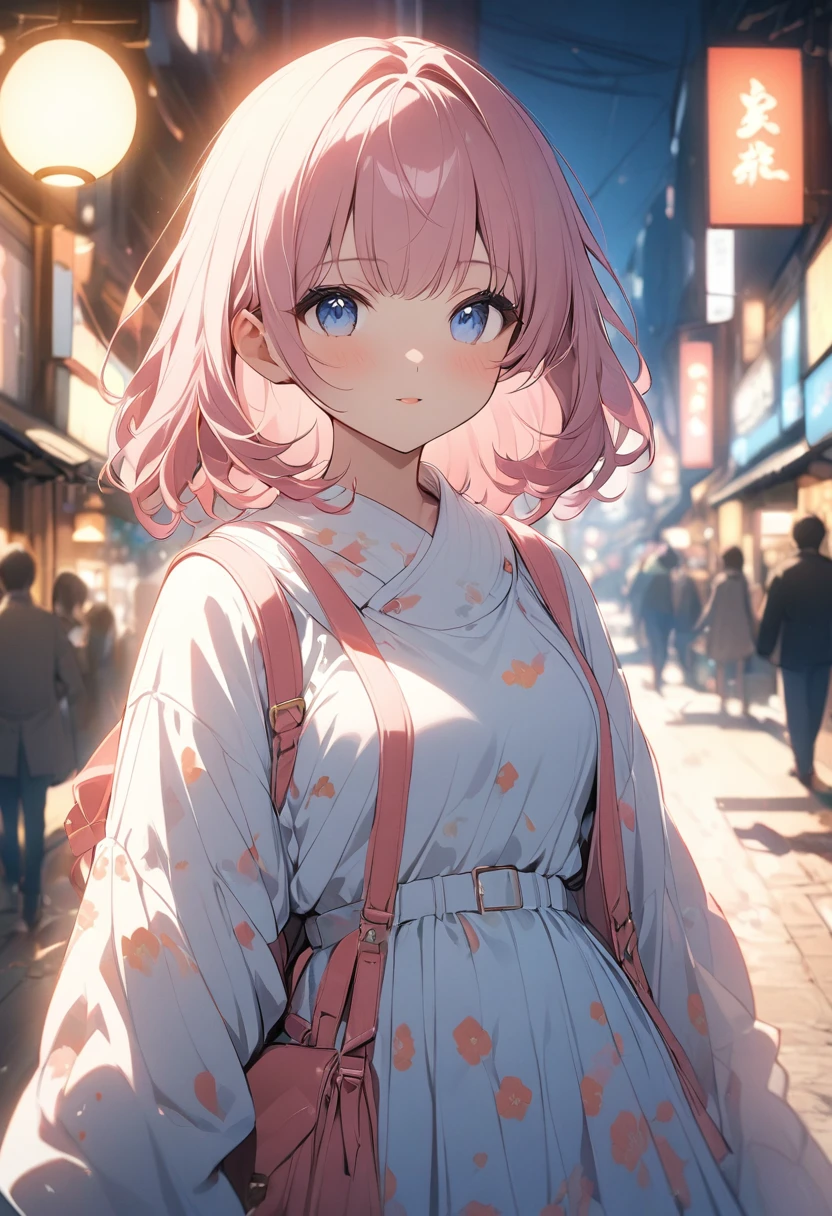 ((highest quality, 8k, masterpiece: 1.3)), One girl, Slim like a fox、9 syrups and、Burning gold in the dark night、Ambient light and dark lighting focusing on girl、In a Japanese city with light and shadow effects caused by an illuminated aura。.