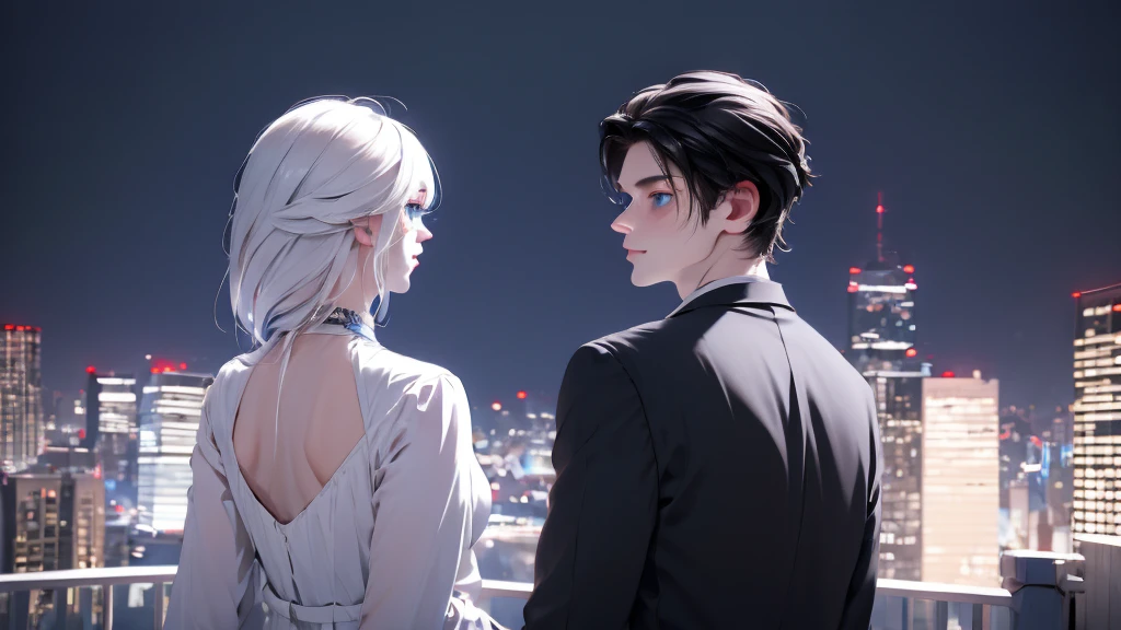 A spy and a hostile mercenary meet on top of a building at night, their ultra-detailed faces illuminated by the pin lights of the moon and the city lights below. The spy's eyes, sharp and focused, scanned the mercenary's every move with a suspicious intensity. The mercenary's skin was shiny and slick with the sweat of tension and the cool night air.

They stood against a detailed background of the cityscape, an 8k, best quality raw photo of concrete jungles and brightly lit buildings. The tension between them was palpable, each waiting for the other to make the first move in this dance of danger.

The spy'