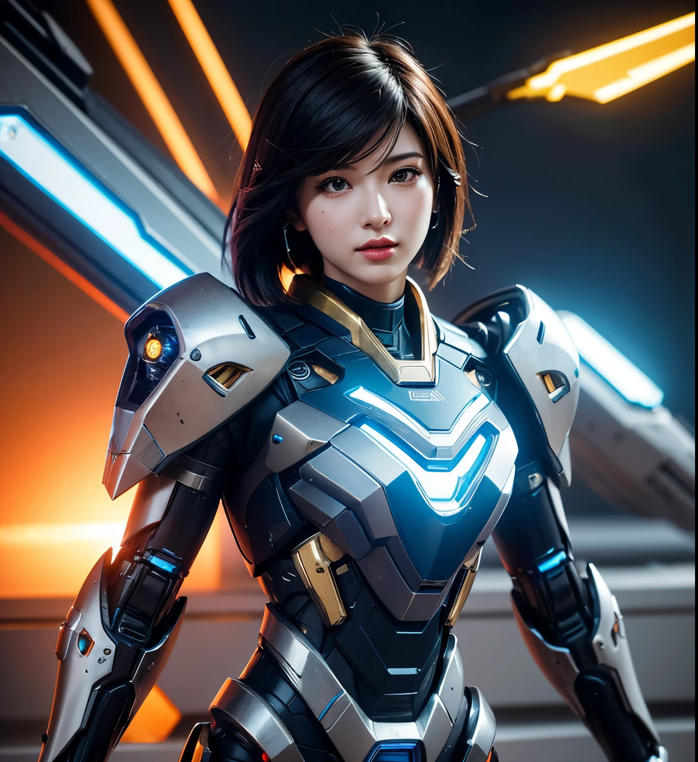 Super detailed, advanced details, high quality, 最high quality, High resolution, 1080p, hard disk,(pharah),(Mecha Queen),overwatch,beautiful cyborg woman,Mecha cyborg girl,battle mode,Mecha body girl,She wears a futuristic mech,A powerful cyborg woman, sleek and futuristic, with advanced mechanical augmentations that enhance her strength and capabilities.