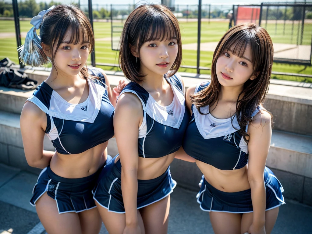 (RAW photo, 4k, masterpiece, high resolution, extremely complex) (realistic: 1.4), cinematic lighting
((2 girls, 2 schoolgirls)),blushing,((innocent)),bright eyes,round eyes,blunt bangs,(short bob hair:1.3),black hair,large breasts,wide hips,Summer Noon, ,Hot, (Best Quality), (Highres), (an Extremely Delicate and Beautiful),(Beautiful 8k face),(Brown eyes),( spectators),(gigantic breasts),(Play with each other,Touching each other's bodies,Touching the body),(cheer girl:1.5),(a miniskirt),(reality),bright lighting,(The background is a luxury hotel room)