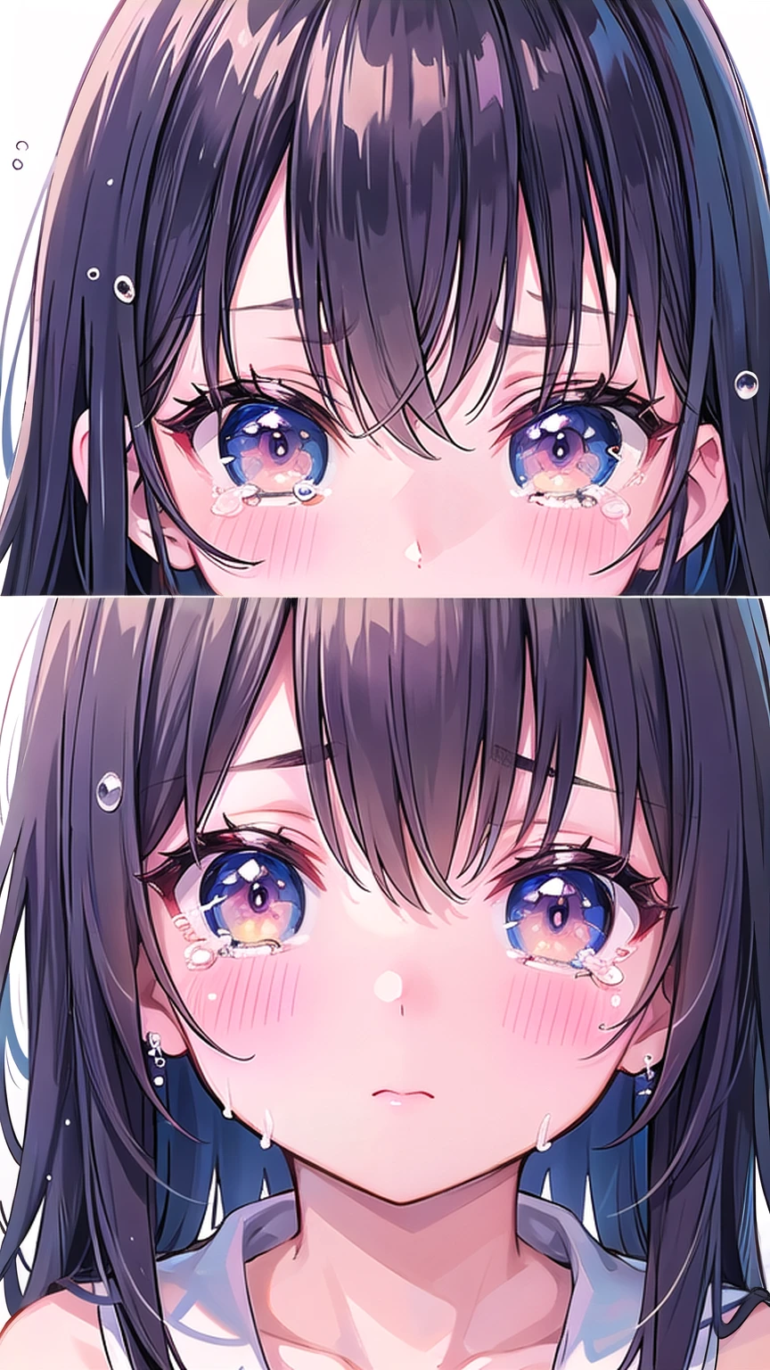 Close-up of a person with tears running down their cheeks。Shoot so that the emotions are visible、super masterpiece、detailed、Very cute girl、、Movie Scenes、1 person、Very cute girl、