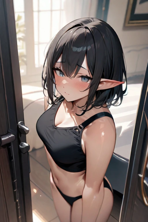 ((Best quality)), ((masterpiece)), (detailed), black-haired elf 18+