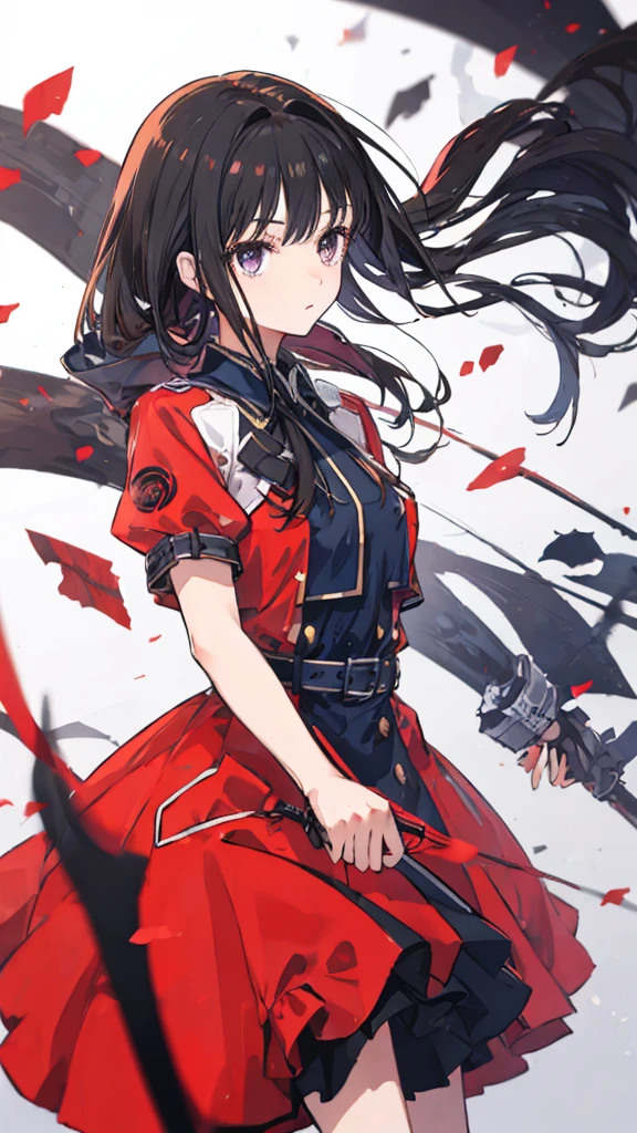 Red dress、Black Hair