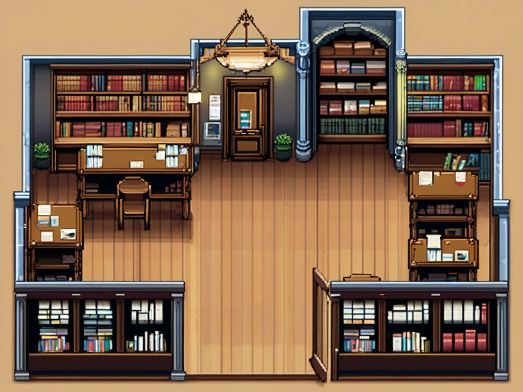 masterpiece, [thin outline],
BREAK,
inside the book shop, indoor,
BREAK,
(RPG maker style top down view), pixel art
