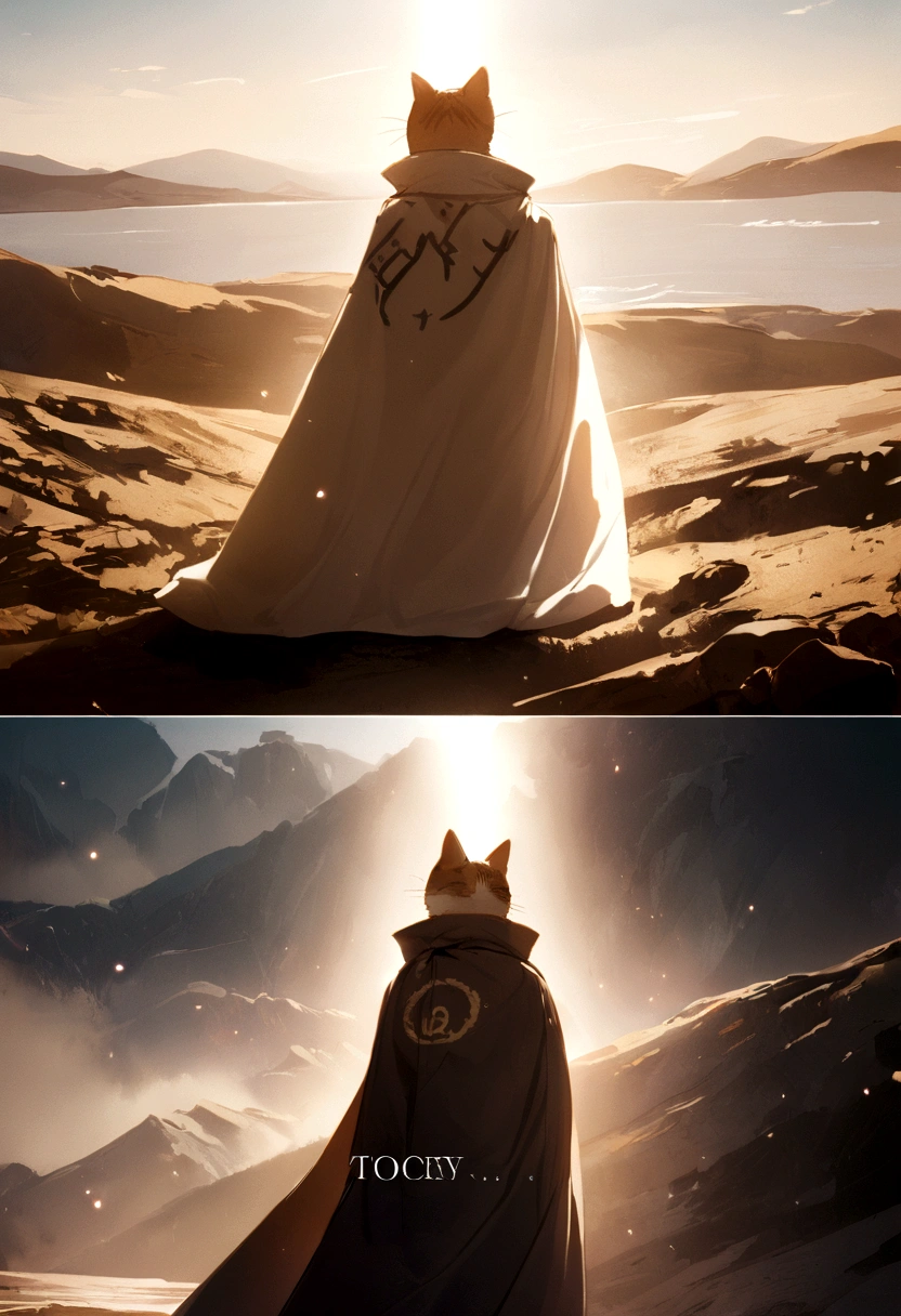 cat wearing cape, written "Ocksyi" on the cape