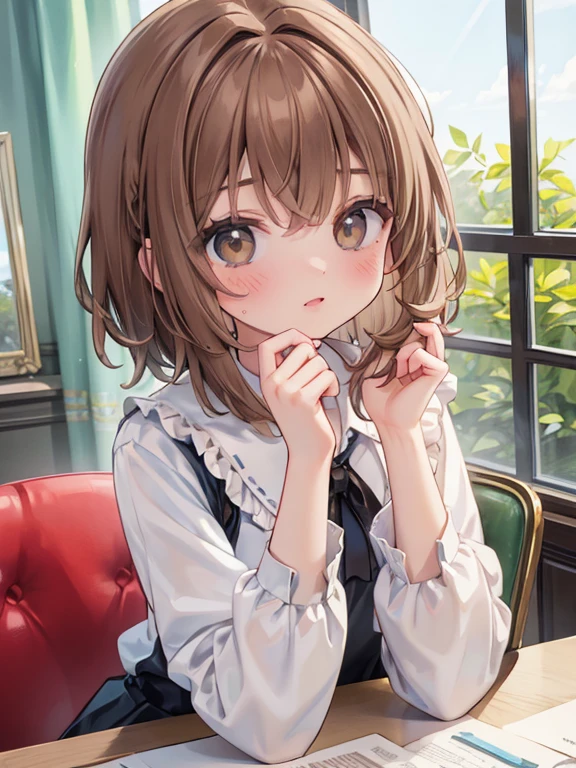 8k, (light brown hair:1.5), One woman,