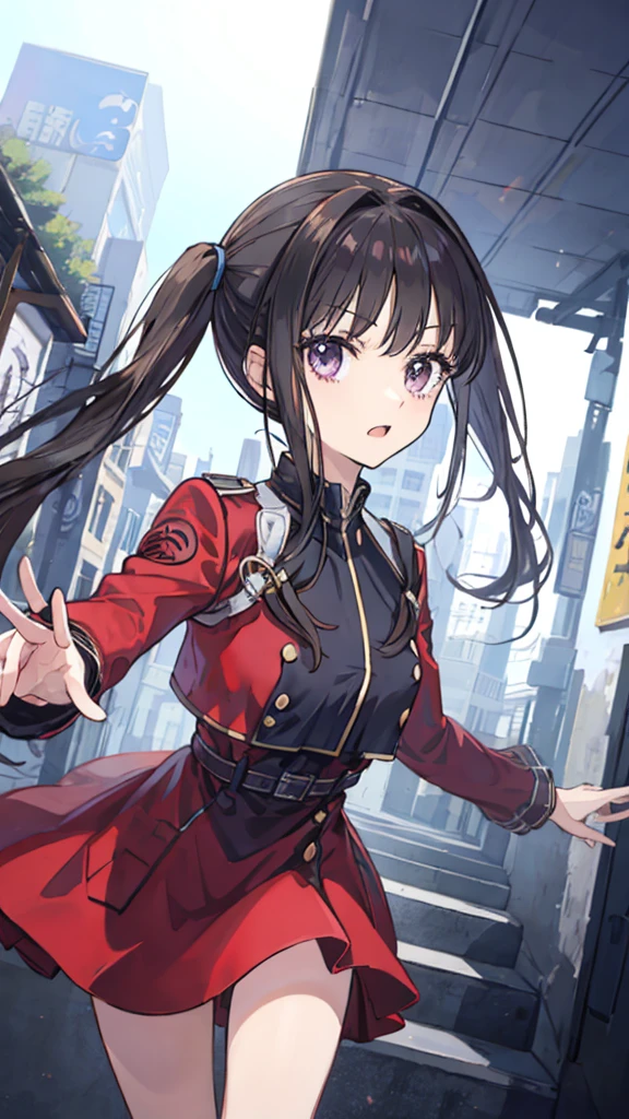 Red dress、Black Hair、ponytail、cute、8K、Nero