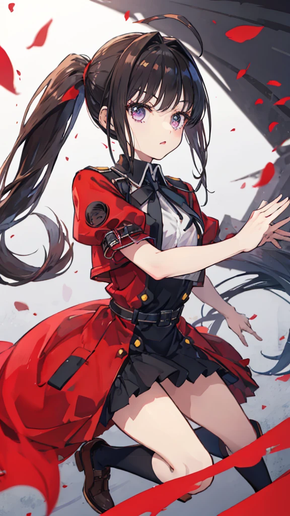 Red dress、Black Hair、ponytail、cute、8K、Nero