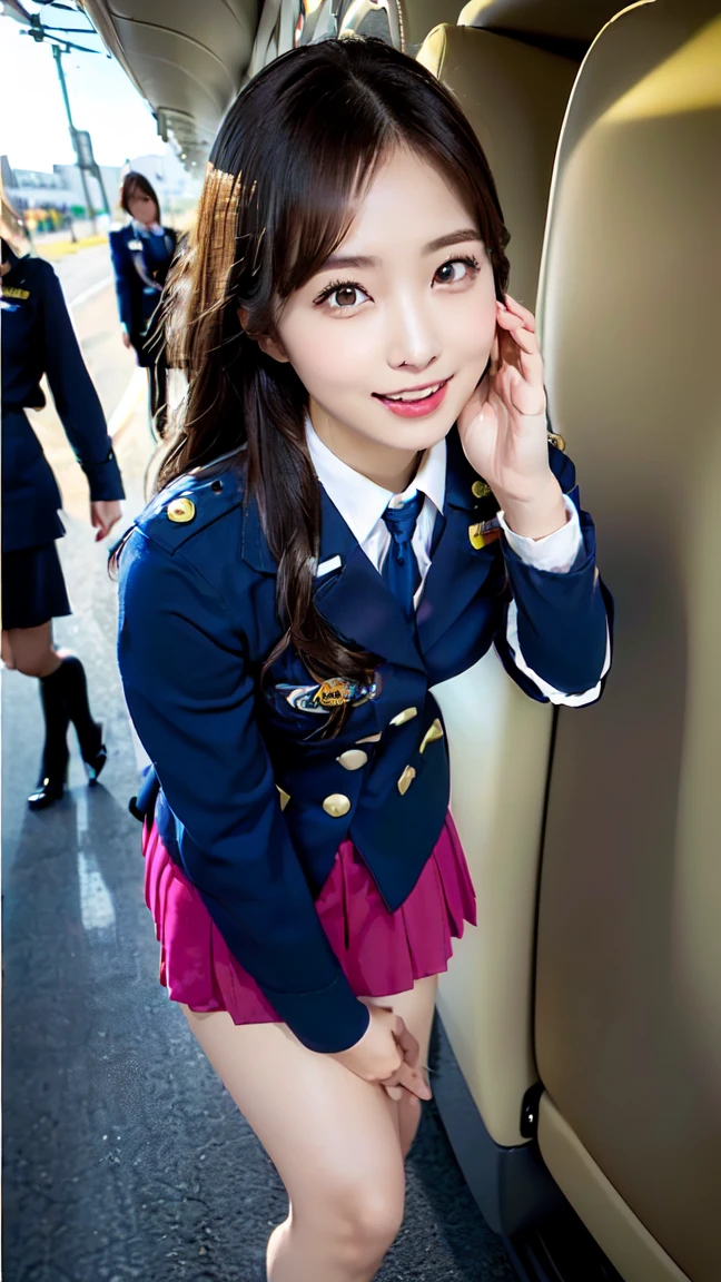 ((stewardess uniform s:1.5)), Perfect Proportions、Big Breasts, , cute、((18-year-old female:1.ung and adorable Japanese face,Moist eyes, ((Random sexy poses、Insert、Deep joy、Ecstatic eyes:1.2), ((Gasping hard:1.2))、Ecstatic face、Climax expression, Official Art,Highly detailed CG Unity 8k wallpaper, (masterpiece:1.0),(highest quality:1.0), photo shoot, 8k, Browsing Caution, High resolution, Kodak Portrait 400, Film Grain, Lens flare brilliance,View your viewers, perfect legs, stewardess short skirt, high heels,