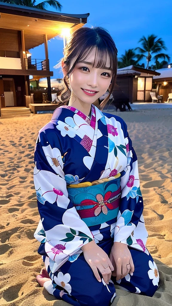 (highest quality、Tabletop、8k、Best image quality、Award-winning works)、One beautiful woman、(beautiful kimono:1.25)、(sitting with spreading legs on the white sand beach at night,outdoor:1.35)、(fireworks all over the sky,star mine
:1.45)、(No makeup:1.1)、(Wet shiny short hair:1.1)、(Wet, Dense short hair:1.1)、(Ultra-fine moisturized, Shiny skin:1.1)、(Ultra-fine, Lustrous and moisturized skin:1.1)、(Upper body photo,half body shot:1.25)、Brightly lit face、Very bright、Ultra-high definition beauty face、Ultra high resolution perfect beautiful teeth、Ultra HD Hair、(Ultra-high definition wet and shiny skin:1.1)、Super high quality glossy lip、(Accurate anatomy:1.1)、Big Breasts、Cleavage、slender waist,Accentuate your body lines、look at me、(short:1.1)、(Droopy eyes, Natural Makeup、Ultra-high definition beauty face:1.35)、(Ultra high resolution perfect beautiful teeth, Mid-chest, Tight waist, big smile:1.15)、Ultra HD Shining Eyes、Super high quaHigh resolution 16K human skin closeup。 The skin texture is natural、,Pores、It must be detailed enough to be easily identifiable.。 Skin should look healthy and have an even tone。 Use natural light and color,lity glossy lip