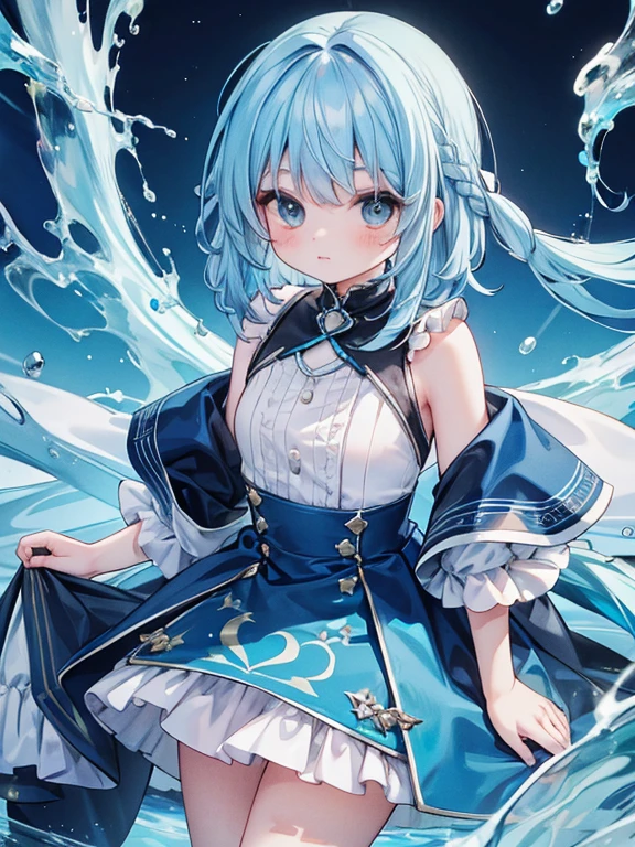 8k, (blue hair:1.5), One woman,