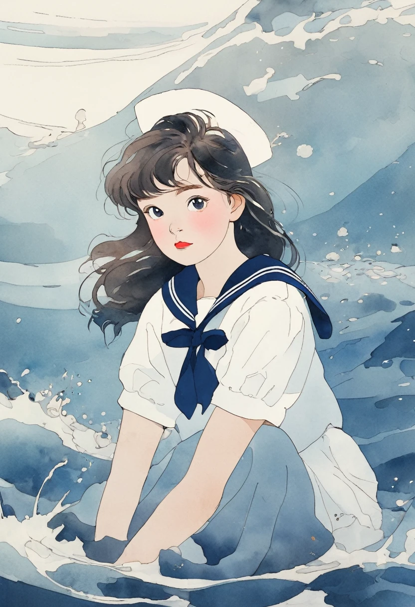 Girl in sailor suit,The face is a cow,