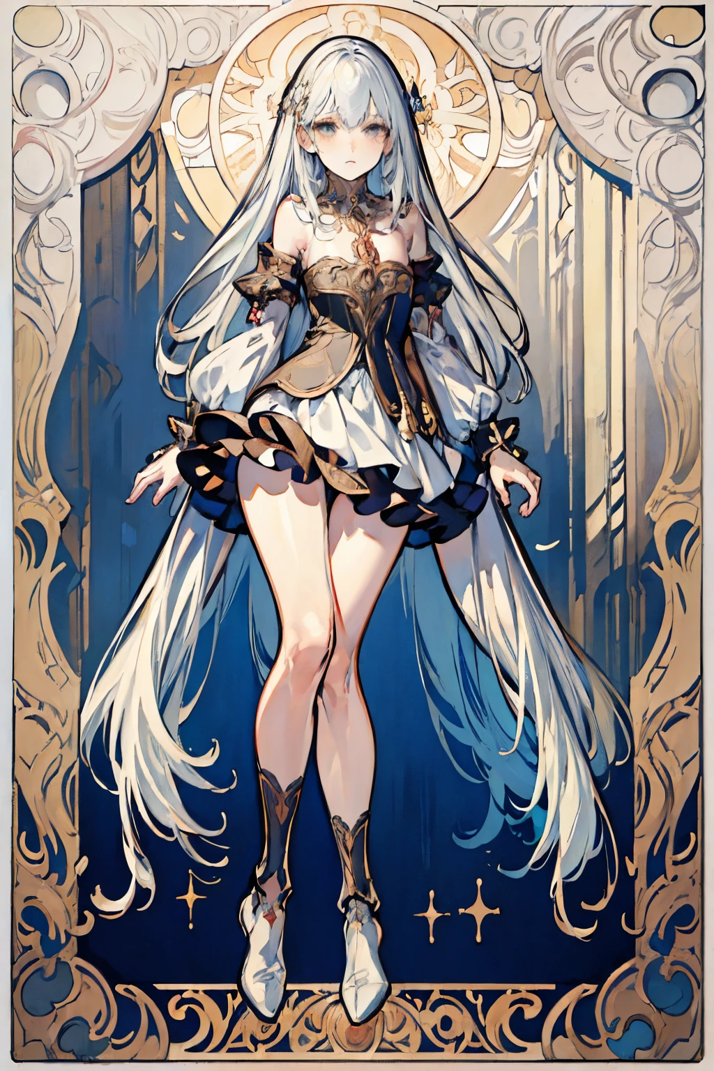  ((best quality)), ((masterpiece)), (detailed), 1girl, Character design, female, dynamic poses, long white grey hair, grey white eyes, very skinny, detailed, best quality, no accesoires around the neck, no shoes, prominent collarbones, skinny arms, flat stomach, visible hip bones, full body, blank white background, plain background, white background, red and white clothing, Bloodborne inspired, occult aesthetic, occult, detailed and intricate steampunk and detailed gothic, NSFW, Very dramatic and cinematic lighting, cosmic horror, grim-dark, side-lighting, perfect face, NSFW, Fluttering lace flared long knee length dress with frilly petticoats, knee length dress, pleated petticoats, petticoats gothic, complex lace boots, side-lighting, gothic aesthetic, wielding a mighty sword with mechanical components, mandalas, small breasts, a fairy, various different types of insect wings, NSFW, full body, whole body, body, plain background, white background, blank background, no background, white background NSFW, chains, full body, whole body, head-to-toe NSFW 