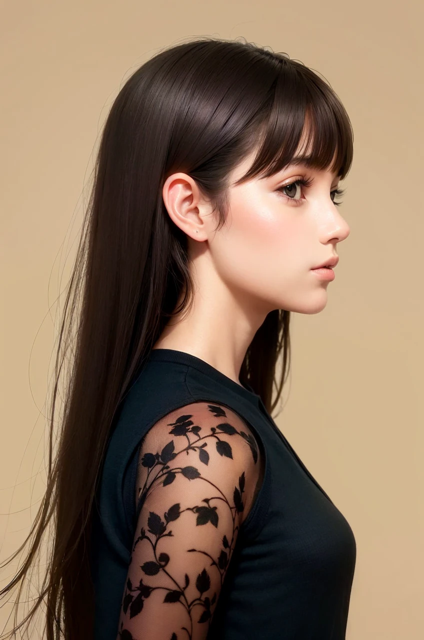 a girl with a head on both sides, girl avec de longs cheveux noirs, superbe portrait de visage, deux belles filles, conjoined woman,